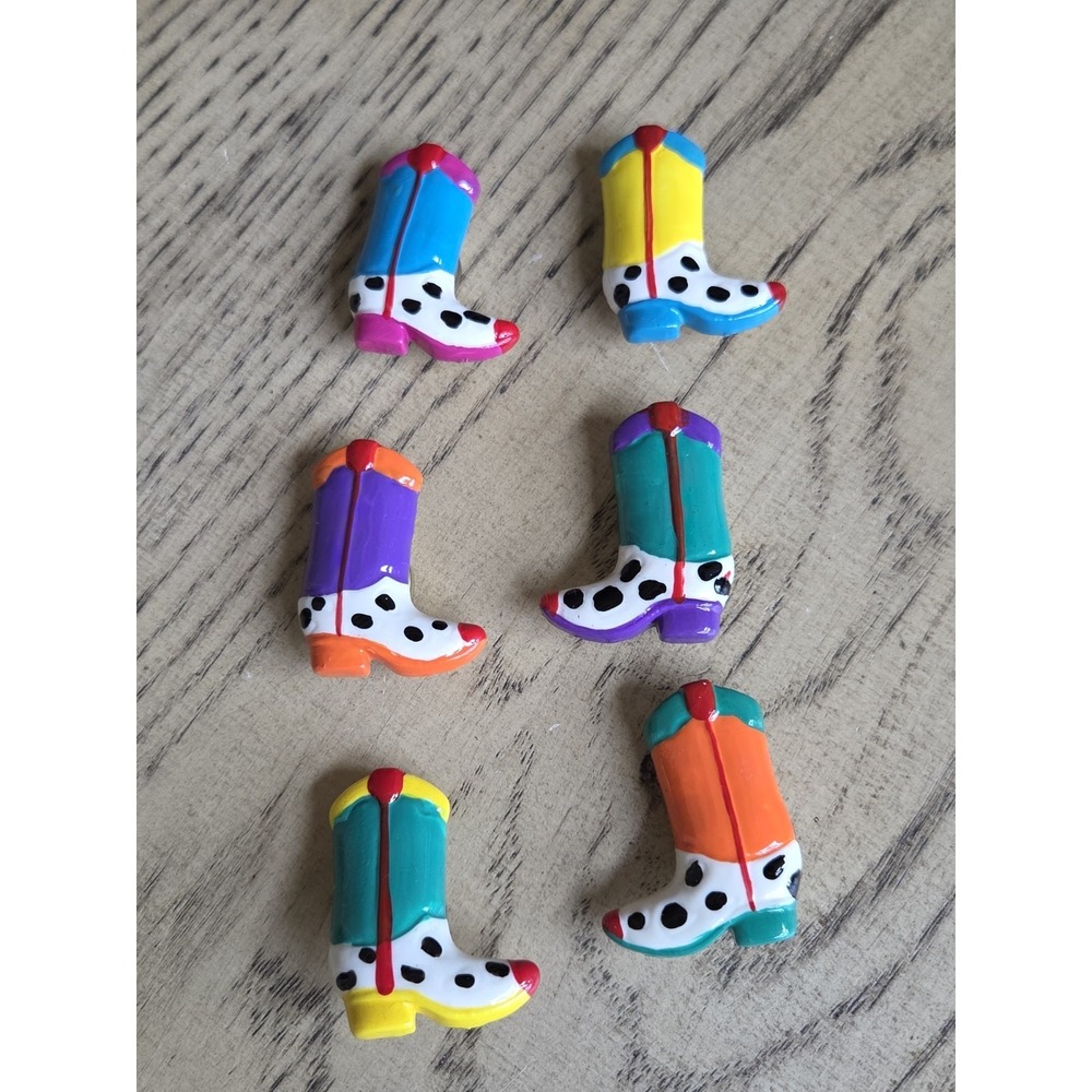 Western Button Covers Boots Cowboy Boots Fashion Vintage Mixed Lot of 6 Colorful